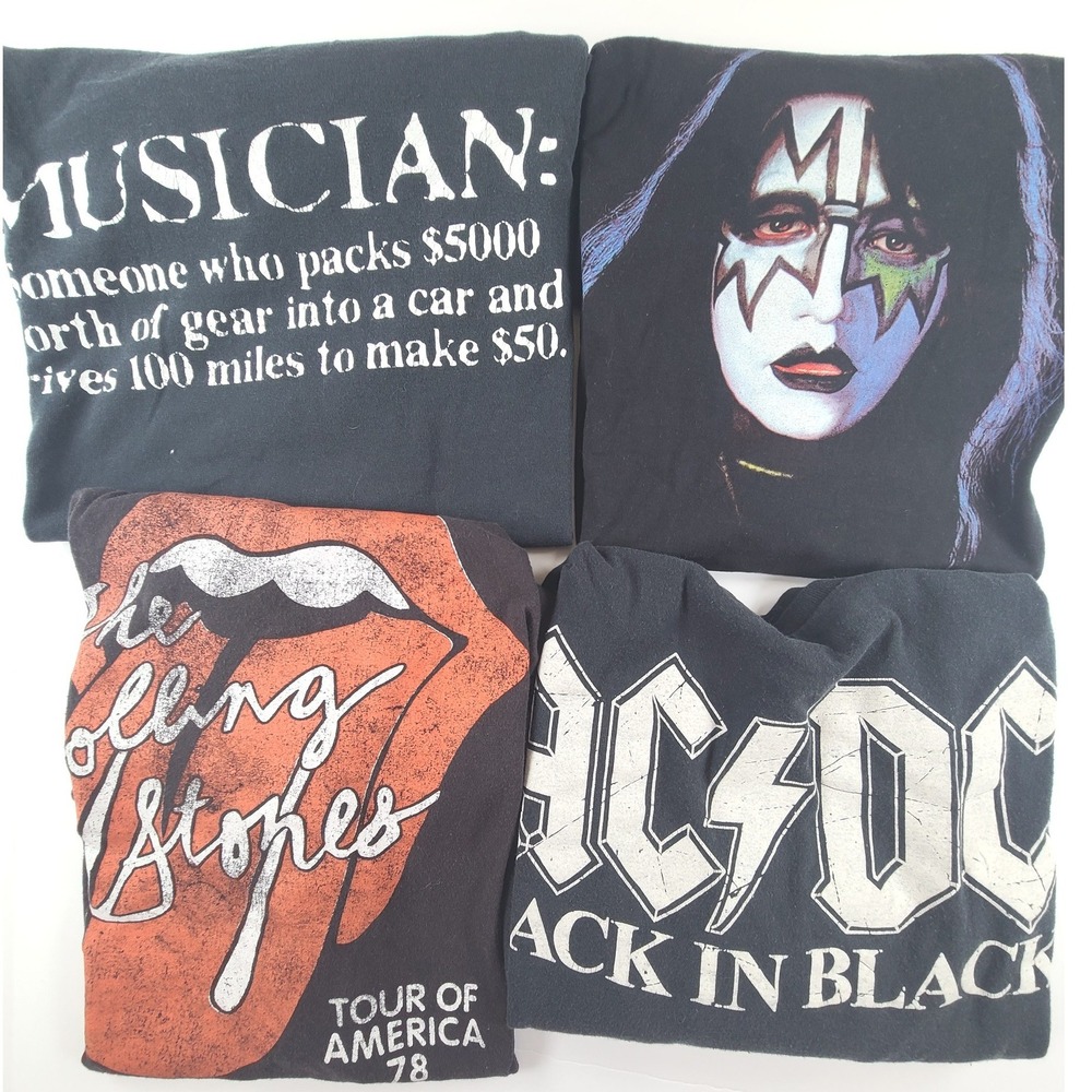 Lot of 4 Men Rock Band T-Shirt XL Multicolor Rolling Stones Graphic Short Sleeve